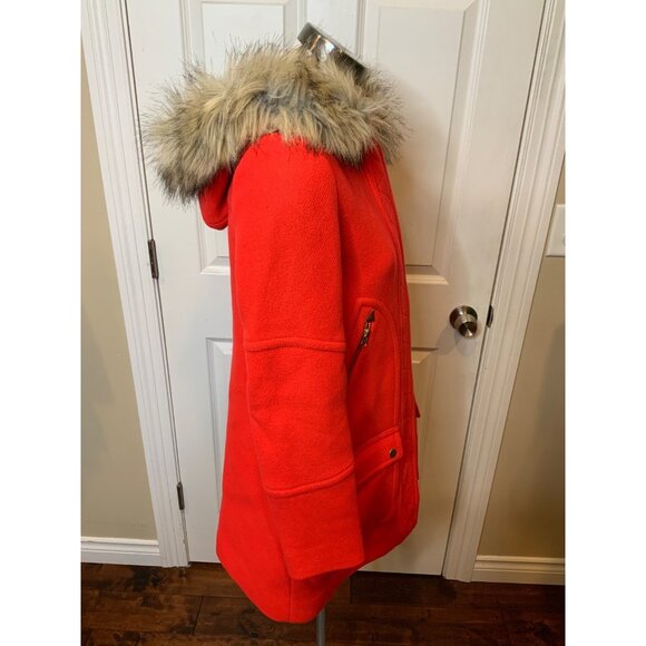 J. C Red Chateau Parka Stadium Cloth Nello Gori Faux Fur Hood Coat, Size 0 - Picture 4 of 8